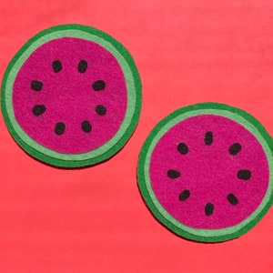 Watermelon slice handmade felt magnet (set of 1); summer vibes, handmade gift