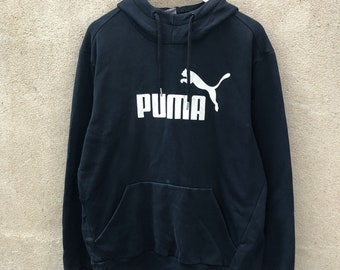 Vintage 90’s Puma Black Hoodie Spellout Logo Pullover - Size L