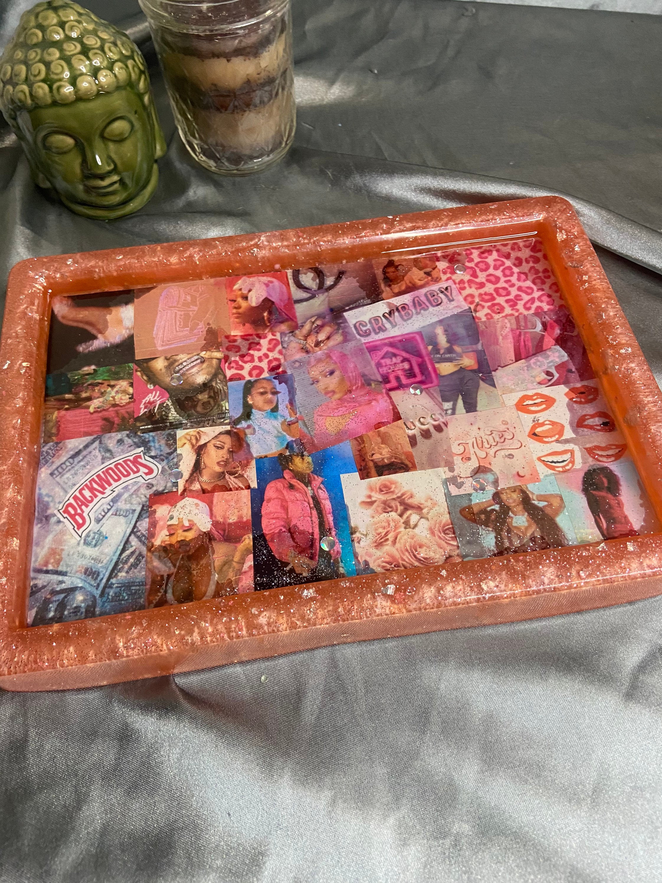 Custom resin rolling tray - decorative trays- 9.75”x 7” handmade perso –  UwU Art by Jen