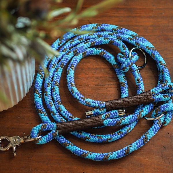 Dog leash made of dew I Turquoise-Blue-Brown I Leash for medium to large dogs I Tauleine I handmade