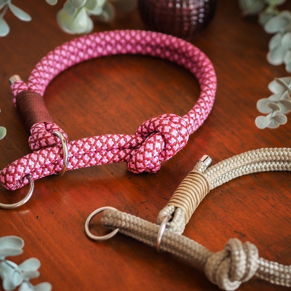 Hundehalsband I Zug-Stopp-Halsband mit Knoten I für kleine bis mittelgroße Hunde aus Tau