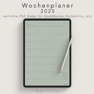 Digitaler Wochenplaner 2025 I Goodnotes I Einfacher Wochenplaner I iPad I Wochen-Monatsplaner I Minimalistische Wochenübersicht