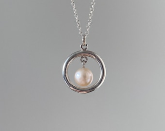 Round White Pearl Charm Necklace | Pearl Choker