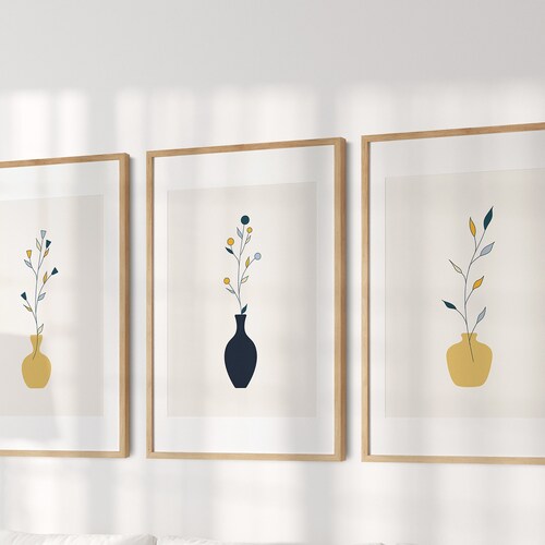 Yellow Flowers Wall Art Set of 6 Botanical Prints Yellow Etsy