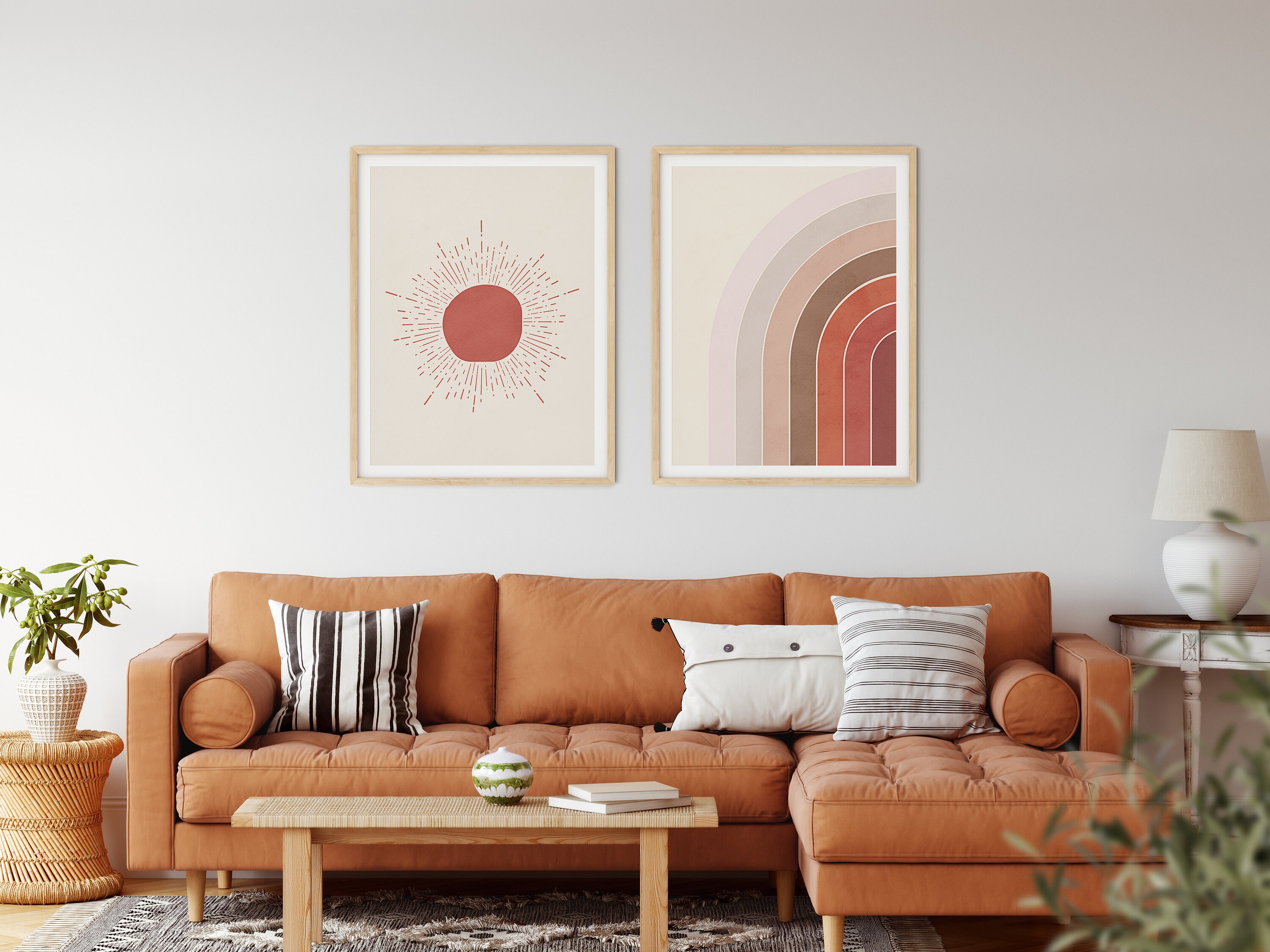 Boho wall art set of 2 prints Boho printable wall art Boho Etsy