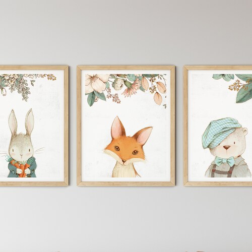 Woodland Animals Nursery Wall Art Prints set of 6 8x10s Etsy
