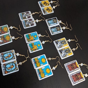 Major Arcana Tarot Card Earrings Opal Glass Set A