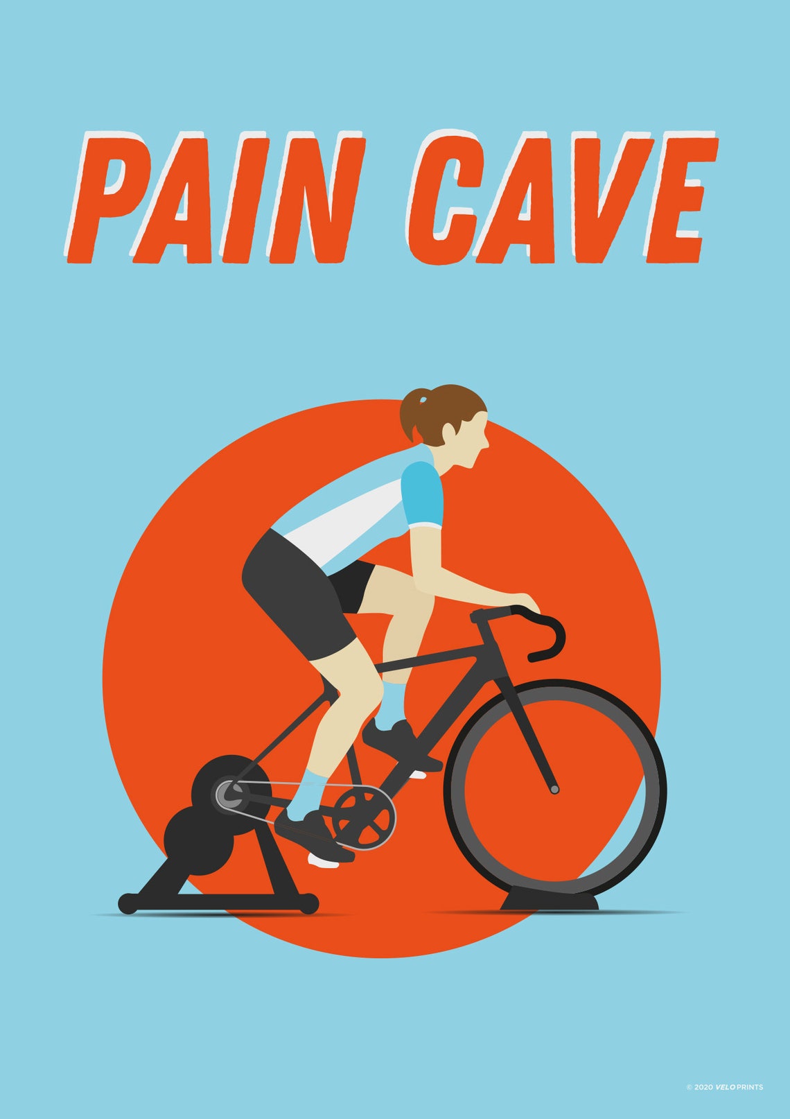 Pain Cave Print Female V1 Indoor Cycling Print Cycling Illustration