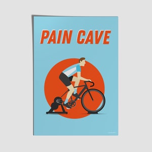 Pain Cave Print - Male - V1 - Indoor Cycling Print - Cycling Illustration - Cycling gifts - Turbo Trainer - Bike Poster - Zwift - A3/A4