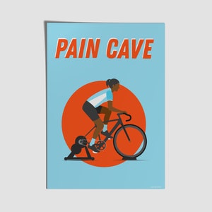 Impresión de la cueva del dolor - mujer - V2 - impresión ciclista interior - Ilustración ciclista - Regalos de ciclismo - Turbo Trainer - Cartel de la bicicleta - Zwift - A3/A4