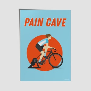 Impresión de la cueva del dolor - mujer - V1 - impresión ciclista interior - Ilustración ciclista - Regalos de ciclismo - Turbo Trainer - Cartel de la bicicleta - Zwift - A3/A4