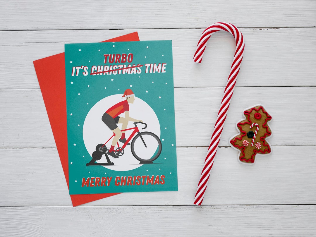 Cycling Christmas Card It's Christmas Time It's Etsy