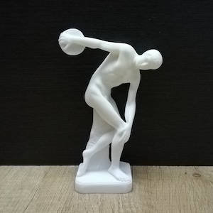 Discobolus - Greek Sculpture Ancient Greek Art 14cm - 5.5in Alabaster Handmade Sculpture Cast Alabaster Free Shipping - Free Tracking Number