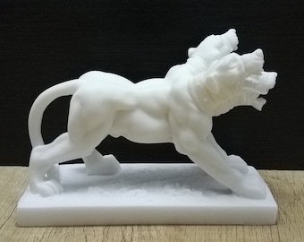 Cerberus The guardian of Hades 10.5cm-4.13inH 15cm-5.90inW Handmade Greek Sculpture White Marble  Free Shipping - Free Tracking Number