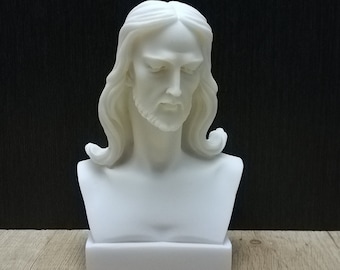 Handmade Alabaster Jesus Christ Bust - Religious Sculpture (16cm)