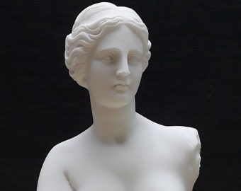 Handgefertigte Alabaster Venus von Milo Büste - Griechische Aphrodite Skulptur (24 cm)