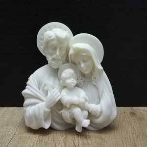 The Holy Family| Jesus-Virgin Mary and Saint Joseph 12.5cm - 4.2in  Alabaster Handmade Sculpture Free Shipping - Free Tracking Number