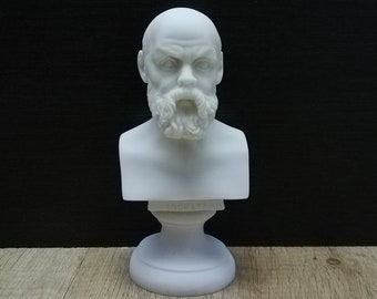 Handmade Socrates Bust: Greek Philosopher Alabaster Sculpture (15cm)