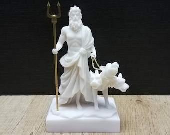 Handmade Alabaster Hades Sculpture: Greek God of Underworld, 5.3&quot;