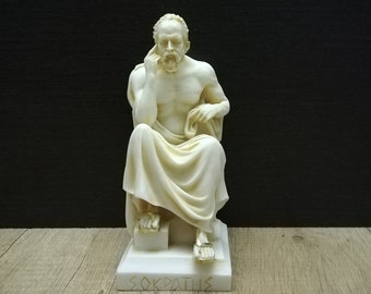 Estatua de Sócrates: Escultura de alabastro pintada a mano del filósofo griego