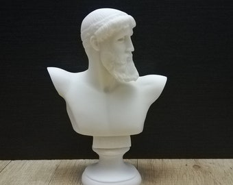 Zeus - Ancient Greek God - The King of the Gods Alabaster Handmade Sculpture 16cm-6.3in White Marble  Free Shipping - Free Tracking Number