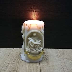 Pieta Candle Holder The Descent From the Cross 10cm-3.93in Alabaster Handmade Marble Sculpture Free Shipping - Free Tracking Number