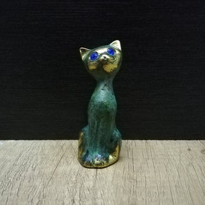 Cat Bronze Cute Small Animals Handmade Bronze Sculpture 7cm-2.75in  Free Shipping - Free Tracking Number