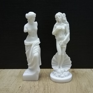 Venus de Milo 16.5cm-6.49in & Birth of Goddess Aphrodite 16.5cm-6.49in Alabaster Handmade sculptures Free Shipping - Free Tracking Number