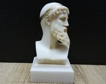 手作りのポセイドン像 - 白大理石と鋳造アラバスター、ギリシャ製