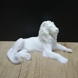 Lion Leo Animal Decor Marble and Alabaster Beautiful Handmade Greek Sculpture 8cm-3.15inΗ-16.5-6.5inW  Free Shipping - Free Tracking Number