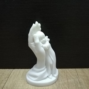 Angel Hand Protects Little Girl 12cm - 4.72in Greek Handmade Religious Sculpture White Cast Alabaster Free Shipping - Free Tracking Number