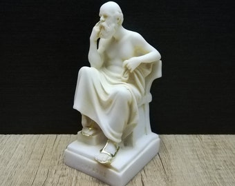 Handmade Socrates Statue: Greek Philosopher Alabaster Sculpture (5.51in)