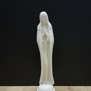 Virgin Mary Mother Of Jeasus -Madonna- Pray Alabaster Handmade Sculpture 23cm-9.05in White Marble Free Shipping - Free Tracking Number