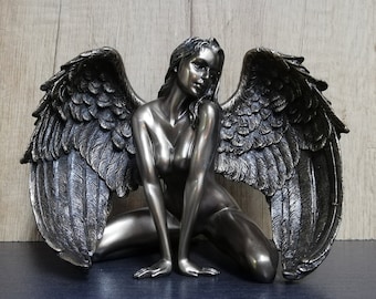 Bronze Finish Angel Statue: Vintage Style Home Decor (12.5cm)