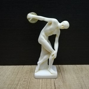Discobolus - Greek Sculpture Ancient Greek Art 14.5cm - 5.7in Alabaster Handmade Sculpture Cast Alabaster Free Shipping-Free Tracking Number