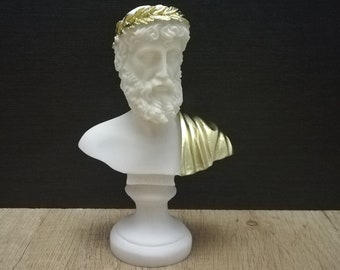 Zeus - Ancient Greek God - The King of the Gods Alabaster Handmade Sculpture 15.5cm-6.1in White Marble  Free Shipping - Free Tracking Number