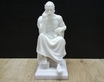 Socrates Sculpture: Handmade Greek Philosopher Statue, Cast Alabaster