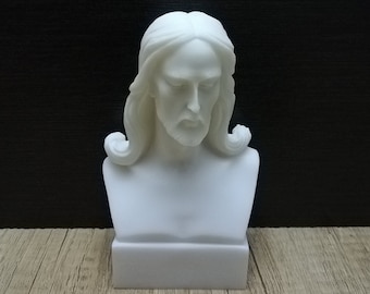 Jesus Christ Bust: Handmade Alabaster Religious Sculpture (12cm)