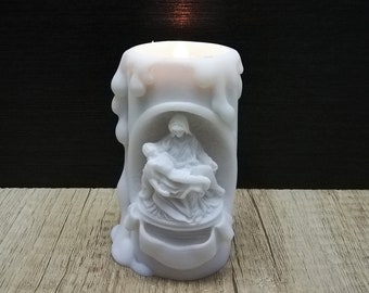 Pieta Candle Holder The Descent From the Cross 10cm-3.93in Alabaster Handmade Marble Sculpture Free Shipping - Free Tracking Number