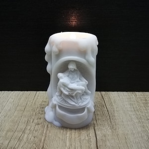 Pieta Candle Holder The Descent From the Cross 10cm-3.93in Alabaster Handmade Marble Sculpture Free Shipping - Free Tracking Number