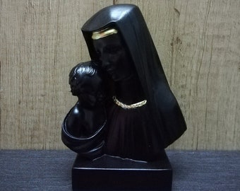 Scultura in alabastro della Vergine Maria con Gesù fatta a mano - Arte greca (5,11 pollici)
