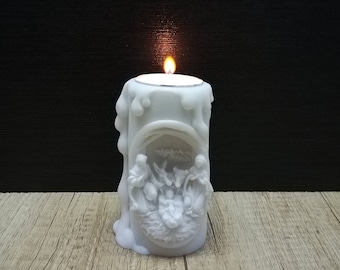 Candelabro de belén hecho a mano: Belén de alabastro fundido