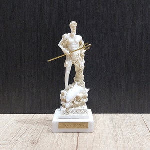 Poseidon - God of The Sea Greek Olympian God Alabaster Handmade Sculpture 16cm-6.3in White Marble  Free Shipping - Free Tracking Number