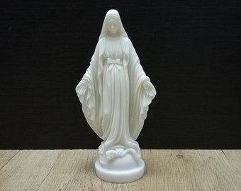 Virgin Mary Mother Of Jeasus -Madonna- Alabaster Handmade Sculpture 17.5cm-6.89in White Marble Free Shipping - Free Tracking Number