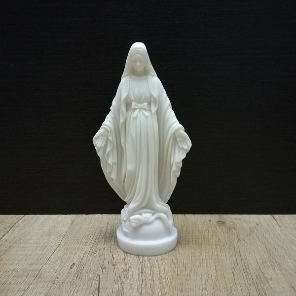 Vierge Marie Mère de Jésus -Madonna- Albâtre Sculpture faite à la main 17.5cm-6.89in Marbre blanc Livraison gratuite - Numéro de suivi gratuit