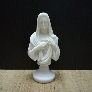 Virgin Mary Mother Of Jeasus -Madonna- Alabaster Handmade Sculpture 16cm-6.29in White Marble Free Shipping - Free Tracking Number