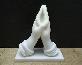 Handmade Alabaster Praying Hands Sculpture - Religious Gift