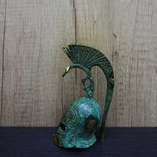 Greek Helmet Ancient Greece Protect Warriors Bronze Handmade Sculpture 11.5cm-4.52in Free Shipping - Free Tracking Number