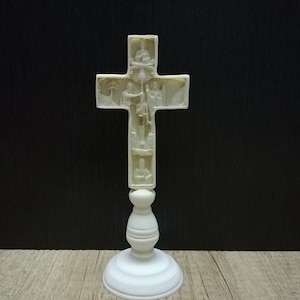 The Crucifixion of Jesus 17.5cm - 6.88in Two Sides Religious Statues Alabaster Handmade Sculpture Free Shipping - Free Tracking Number