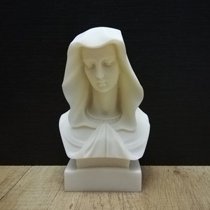 Virgin Mary Mother Of Jeasus -Madonna- Pray Alabaster Handmade Sculpture 19cm-7.48in White Marble Free Shipping - Free Tracking Number